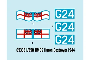 Trumpeter 1/350 HMCS Huron 1944 Destroyer Plastic Model Kit w/ Australian Decals image 29790