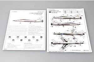 Instruction manual and painting guide for Trumpeter 1/72 scale F-105D Thunderchief model kit, showing assembly steps and aircraft markings.