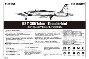 Trumpeter 1/48 US T-38A Talon Thunderbird Trainer Jet Scaled Plastic Model Kit image 29941