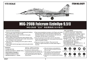 Trumpeter 1/72 MiG-29UB Fulcrum (Izdeliye 9.5) Fighter Jet Scaled Plastic Model Kit image 29981