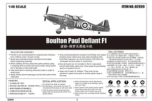 Trumpeter 1/48 British Boulton Paul Defiant F1 Fighter Scaled Plastic Model Kit image 30035