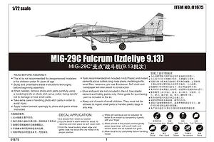 Trumpeter 1/72 MiG-29c Fulcrum (Izdeliye 9.13) Fighter Jet Scaled Plastic Model Kit image 30060