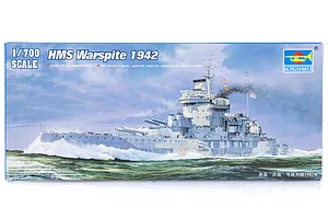 Trumpeter 1/700 HMS Warspite 1942 Battleship Plastic Model Kit image 30181