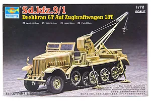 Trumpeter 1/72 German Sd.Kfz.9/1 6 Ton Crane Half-track Scaled Plastic Model Kit image 30252