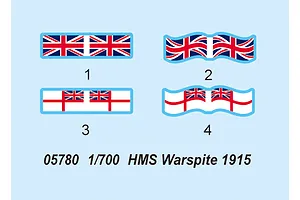 Trumpeter 1/700 HMS Warspite 1915 Battleship Plastic Model Kit image 30271