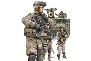 Trumpeter 1/35 Modern U.S. Army Armor Crewman & Infantry Scaled Plastic Model Kit image 30471