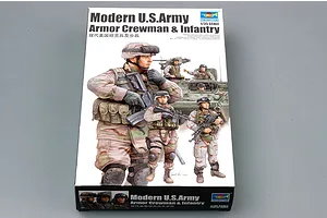 Trumpeter 1/35 Modern U.S. Army Armor Crewman & Infantry Scaled Plastic Model Kit image 30472