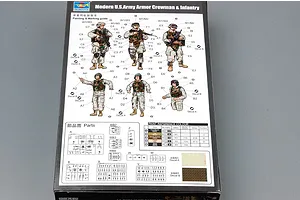 Trumpeter 1/35 Modern U.S. Army Armor Crewman & Infantry Scaled Plastic Model Kit image 30476