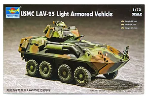 Trumpeter 1/72 U.S.M.C LAV-25 Light Armoured Vehicle Scaled Plastic Model Kit image 30688