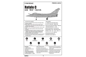 Trumpeter 1/144 Rafale C Fighter Jet Scaled Plastic Model Kit image 30734