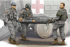 Trumpeter 1/35 Modern U.S. Army Stretcher Ambulance Team Scaled Plastic Model Kit image 30791