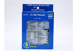 Trumpeter 1/350 scale F-14D Tomcat aircraft model kit box containing 6 sets of plastic model parts.