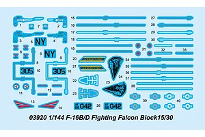 Trumpeter 1/144 F-16B/D Falcon Block 15/30 Fighter Jet Scaled Plastic Model Kit image 30836