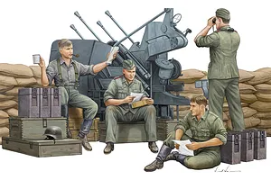 Trumpeter 1/35 German Anti-Aircraft Gun Crew Scaled Plastic Model image 30890