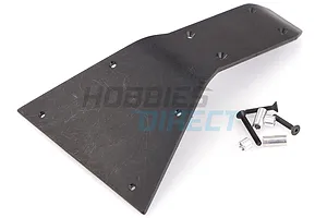 T-Bone Racing black rear bumper skid plate for Traxxas Summit with included mounting hardware on a white background.