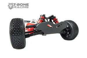 A T-Bone Racing front bumper installed on an ARRMA Typhon 6S RC buggy, viewed from the front against a white background.
