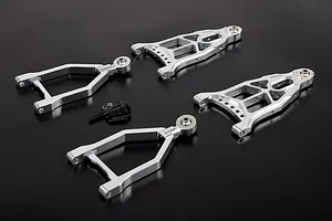 Baja EXT Extended CNC Aluminum Front & Rear Suspension Kit – Silver – Upgrade For 14+ RCs