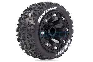 Louise 2.2" ST-Spider Tyres on Black Spoke Rims - Glued Truck Wheels w/ Foam 2Pcs image 33359