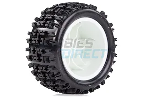 Louise 2.2" Rear E-Pioneer Tyres on White Dish Rims - Glued Buggy Wheels w/ Foam 2Pcs image 33366