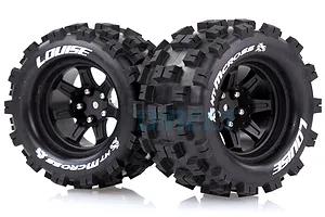 Louise 2.8" MT-Mcross Tyres on Black Spoke Rims - Glued Truck Wheels w/ Foam 2Pcs image 33367