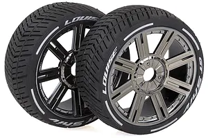 Louise 3.3" GT-Tarmac MFT (Soft) Tyres on Black Chrome 8 Spoke Rims - Glued Wheels 2Pcs image 33376