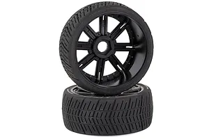 Louise 3.3" GT-Tarmac MFT (Soft) Tyres on Black Chrome 8 Spoke Rims - Glued Wheels 2Pcs image 33379