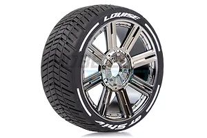 Louise 3.3" GT-Shiv MFT (Soft) Tyres on Black Chrome 8 Spoke Rims - Glued Wheels 2Pcs image 33381