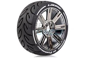 Louise 3.3" GT-Tarmac MFT (Super Soft) Tyres on Black Chrome 8 Spoke Rims - Glued Wheels 2Pcs image 33384