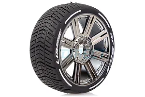 Louise 3.3" GT-Shiv MFT (Super Soft) Tyres on Black Chrome 8 Spoke Rims - Glued Wheels 2Pcs image 33387