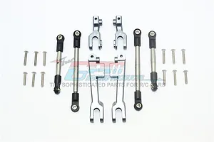 GPM UDR Silver Aluminium Front & Rear Left & Right Complete Sway Bar Arms w/ Stainless Steel Turnbuckles image 33565