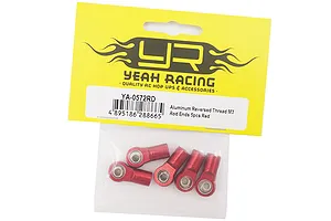Yeah Racing Red Aluminium M3 Threaded (Counter Clockwise) Rod Ends 5Pcs image 34445