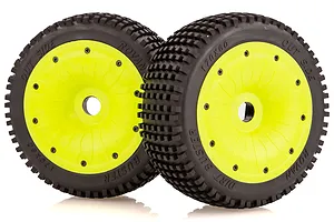 Rovan 4.7/5.5" V5 Front/Rear Dirt Buster Tyres on Green Dish Rims - Beadlocked Wheels 2Pcs image 35728