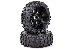 Louise 4.7/5.5" Baja 5B Front B-ulldoze Tyres on Black Spoke Rims - Beadlocked Wheels 2Pcs image 35765