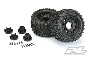 Pro-Line 2.8" Trencher Tyres on Black Raid Rims - Glued Wheels 2Pcs image 35935