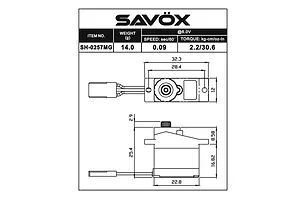 Savox Micro 2.2kg 6v Metal Geared Servo image 36598