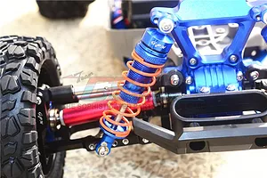 GPM Blue Aluminium Traxxas Rustler 4x4 Front Shocks 2Pcs w/ Optional Spring Rates image 37024
