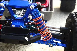 GPM Blue Aluminium Traxxas Rustler 4x4 Front Shocks 2Pcs w/ Optional Spring Rates image 37025