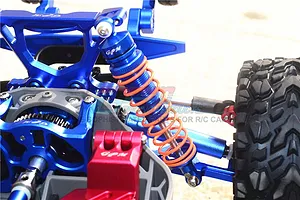 GPM Blue Aluminium Traxxas Rustler 4x4 Rear Shocks 2Pcs w/ Optional Spring Rates image 37028