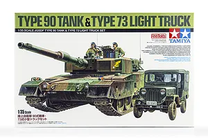 Tamiya 1/35 Japanese JGSDF Type 90 Tank w/ Type 73 Light Truck Scaled Plastic Model Kit image 37082