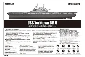 Trumpeter 1/200 USS York CV-5 Aircraft Carrier Plastic Model Kit image 37536