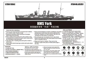 Trumpeter 1/350 HMS York Heavy Cruiser Plastic Model Kit image 37541