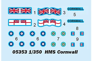 Trumpeter 1/350 HMS Cornwall Heavy Cruiser Plastic Model Kit image 37544