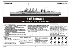 Trumpeter 1/350 HMS Cornwall Heavy Cruiser Plastic Model Kit image 37546