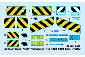 Trumpeter 1/35 Russian KZKT-7428 w/ KZKT-9101 Semi-Trailer Transporter Truck Scaled Plastic Model Kit image 37603