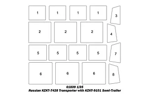 Trumpeter 1/35 Russian KZKT-7428 w/ KZKT-9101 Semi-Trailer Transporter Truck Scaled Plastic Model Kit image 37604
