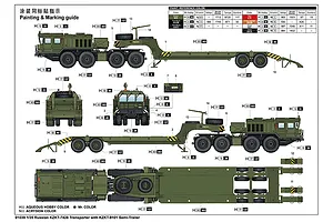 Trumpeter 1/35 Russian KZKT-7428 w/ KZKT-9101 Semi-Trailer Transporter Truck Scaled Plastic Model Kit image 37605