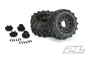 Pro-Line 2.8" Masher Tyres on Black Raid Rims - Glued Wheels 2Pcs image 37708