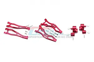 GPM Red Aluminium ARRMA Kraton Front Steering Hubs & Upper & Lower Suspension Arms Kit image 37829