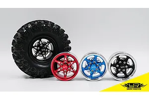 Yeah Racing Red Aluminium 1.9" BXC 6 Spoke Rims 2Pcs w/ Brake Rotors image 38508