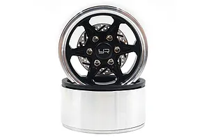 Yeah Racing Black Aluminium 1.9" BXC 6 Spoke Rims 2Pcs w/ Brake Rotors image 38511